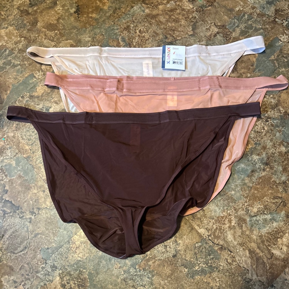 Joyspun String Bikini Panties Womens Size XXXL (22) Brown Panty Underwear 3 Pair